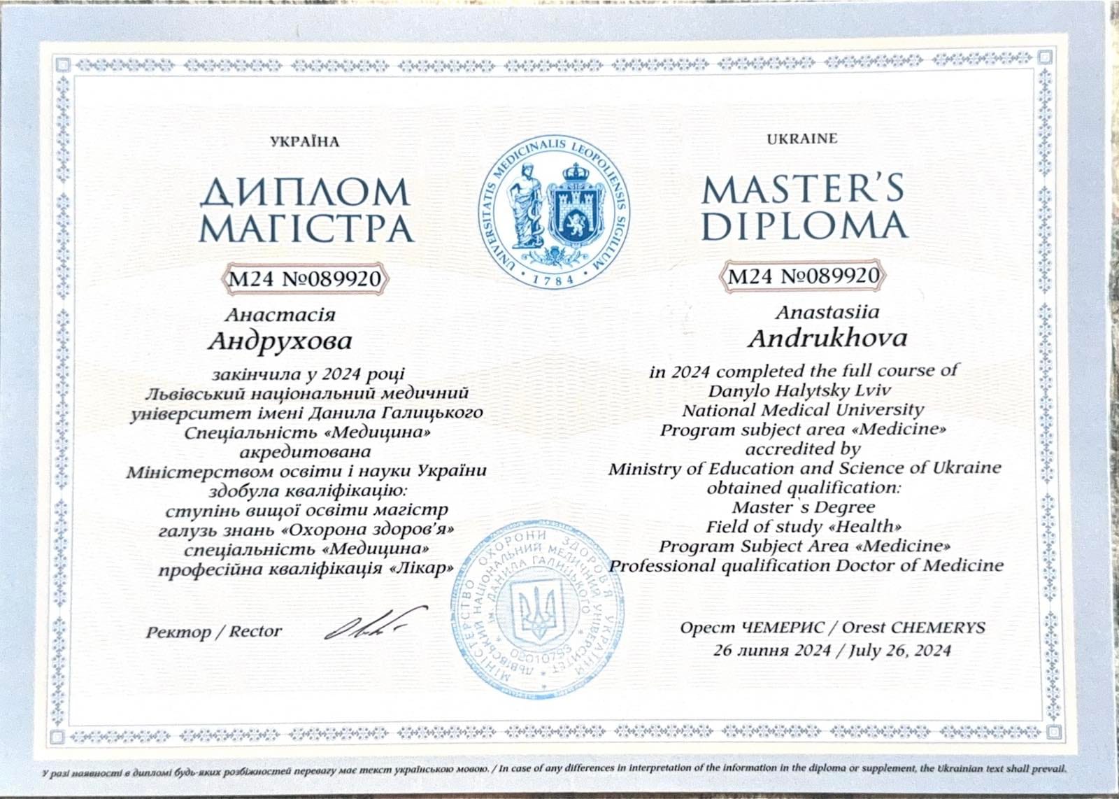 Андрухова Анастасия Дмитриевна